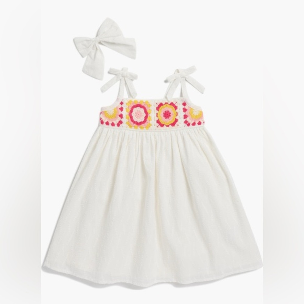 NEW…BLUEBERRY Crochet Dress and Bow Set